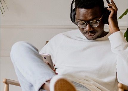 Man with headphones on 