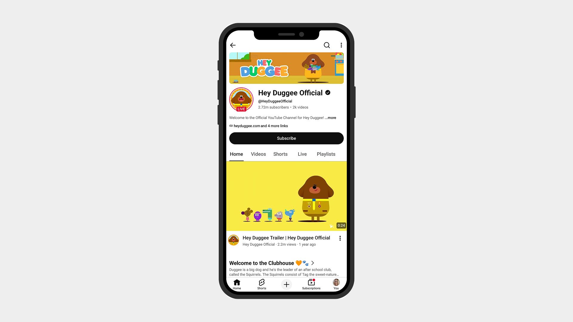 Hey Duggee YouTube channel