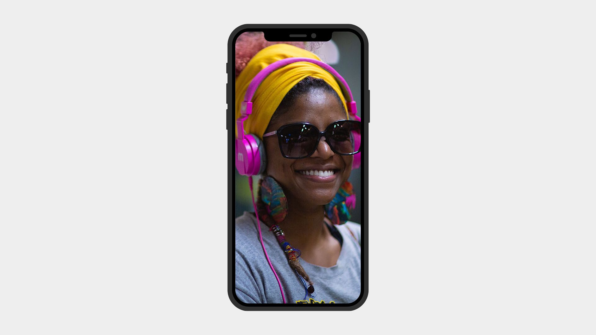 Woman listening to podcast