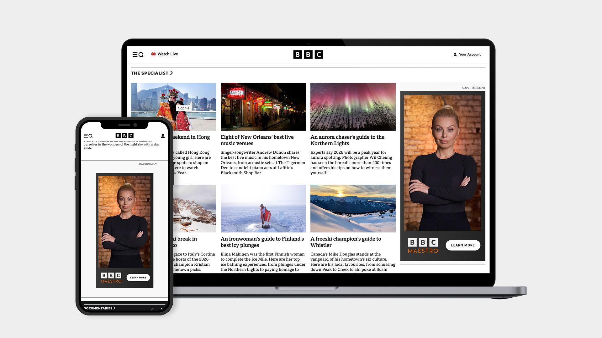 HPU ad format in desktop and mobile